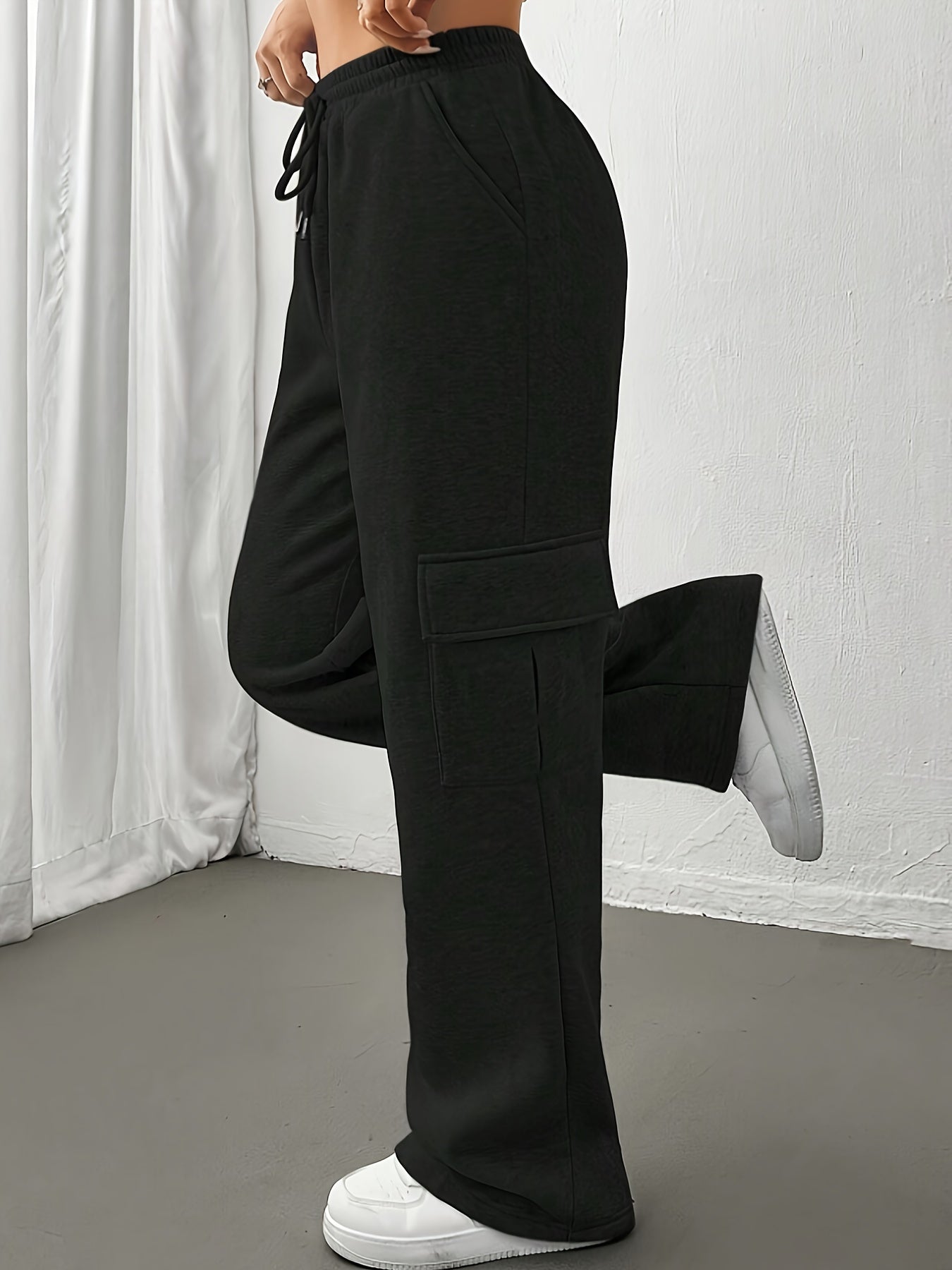 Cargo Broek - Elastische Taille - Koord - Wijde Been Joggers - Dames Cargo Joggers-Boetiek Moda