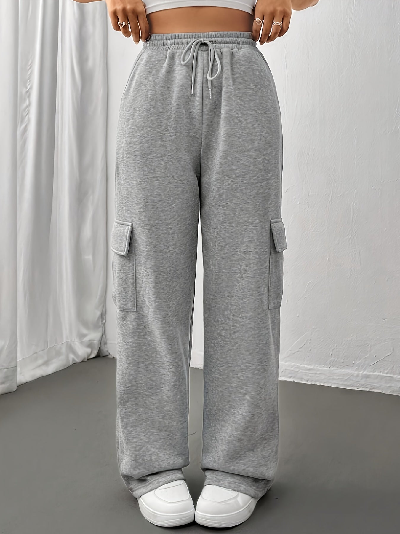 Cargo Broek - Elastische Taille - Koord - Wijde Been Joggers - Dames Cargo Joggers-Boetiek Moda