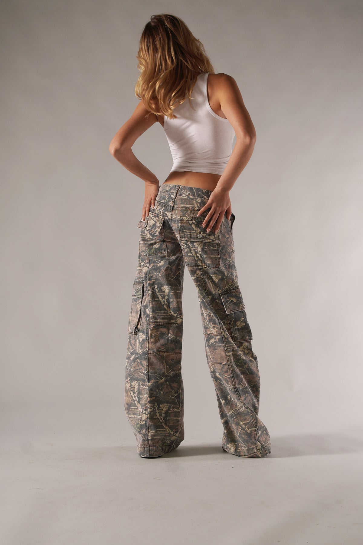 Cargo Broek - Lage Taille - Camouflage - Baggy Broek - Damesbroek-Boetiek Moda