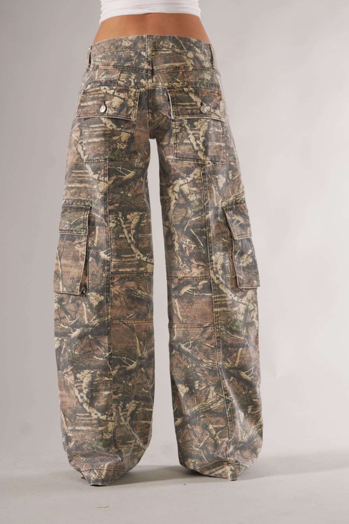 Cargo Broek - Lage Taille - Camouflage - Baggy Broek - Damesbroek-Boetiek Moda