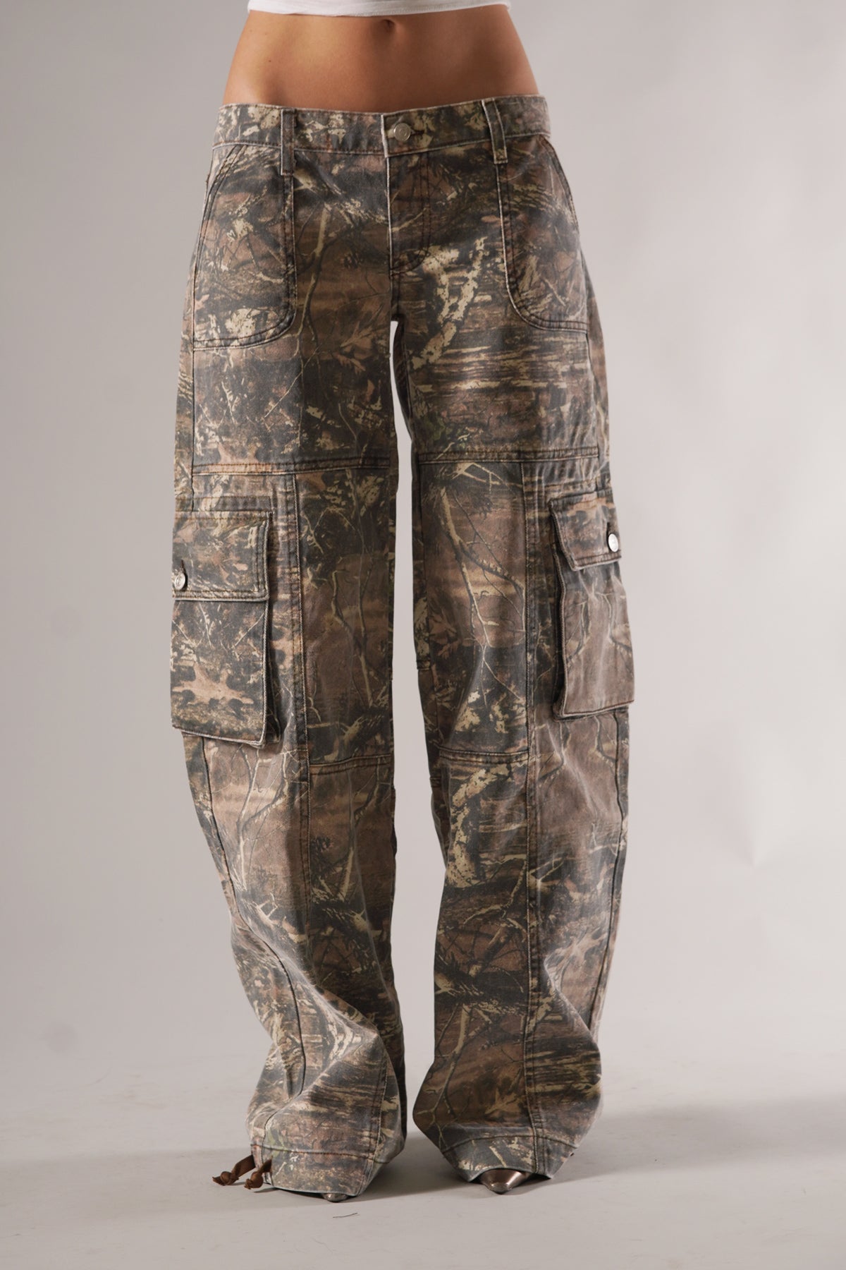 Cargo Broek - Lage Taille - Camouflage - Baggy Broek - Damesbroek-Boetiek Moda