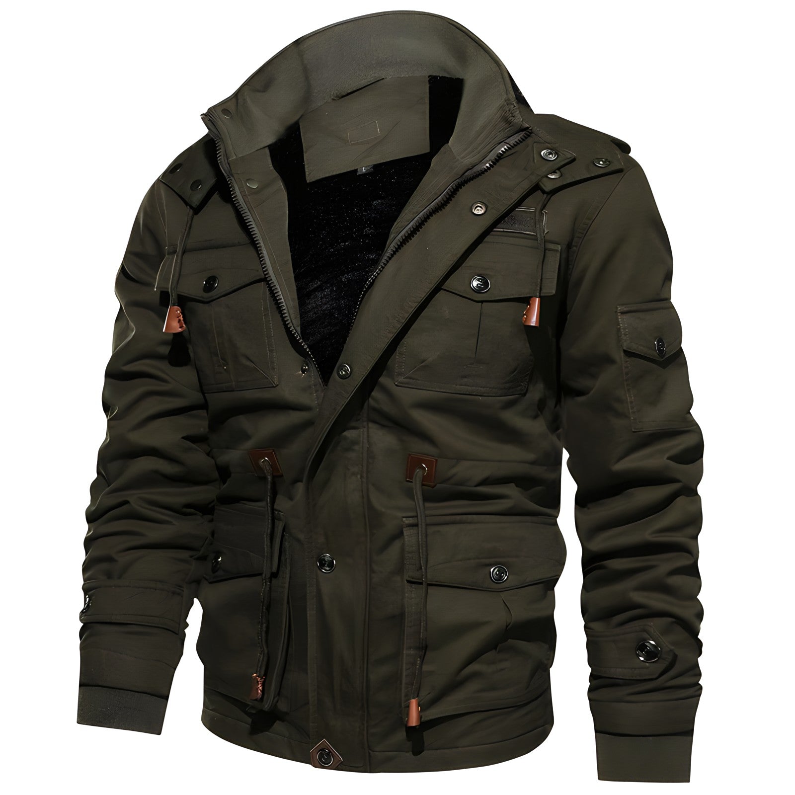 Cargo-jas | Met capuchon | Zakken | Met fleece gevoerde jas | Winterjas voor heren-Boetiek Moda