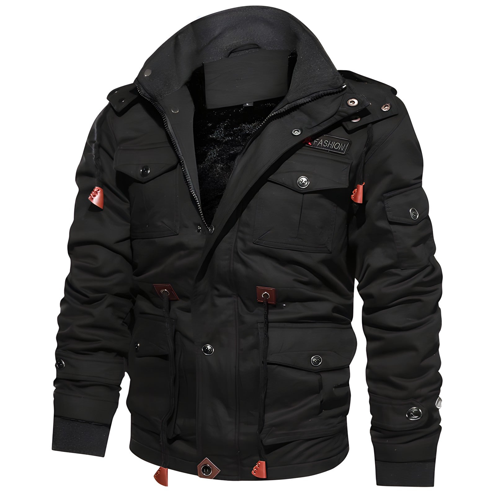 Cargo-jas | Met capuchon | Zakken | Met fleece gevoerde jas | Winterjas voor heren-Boetiek Moda