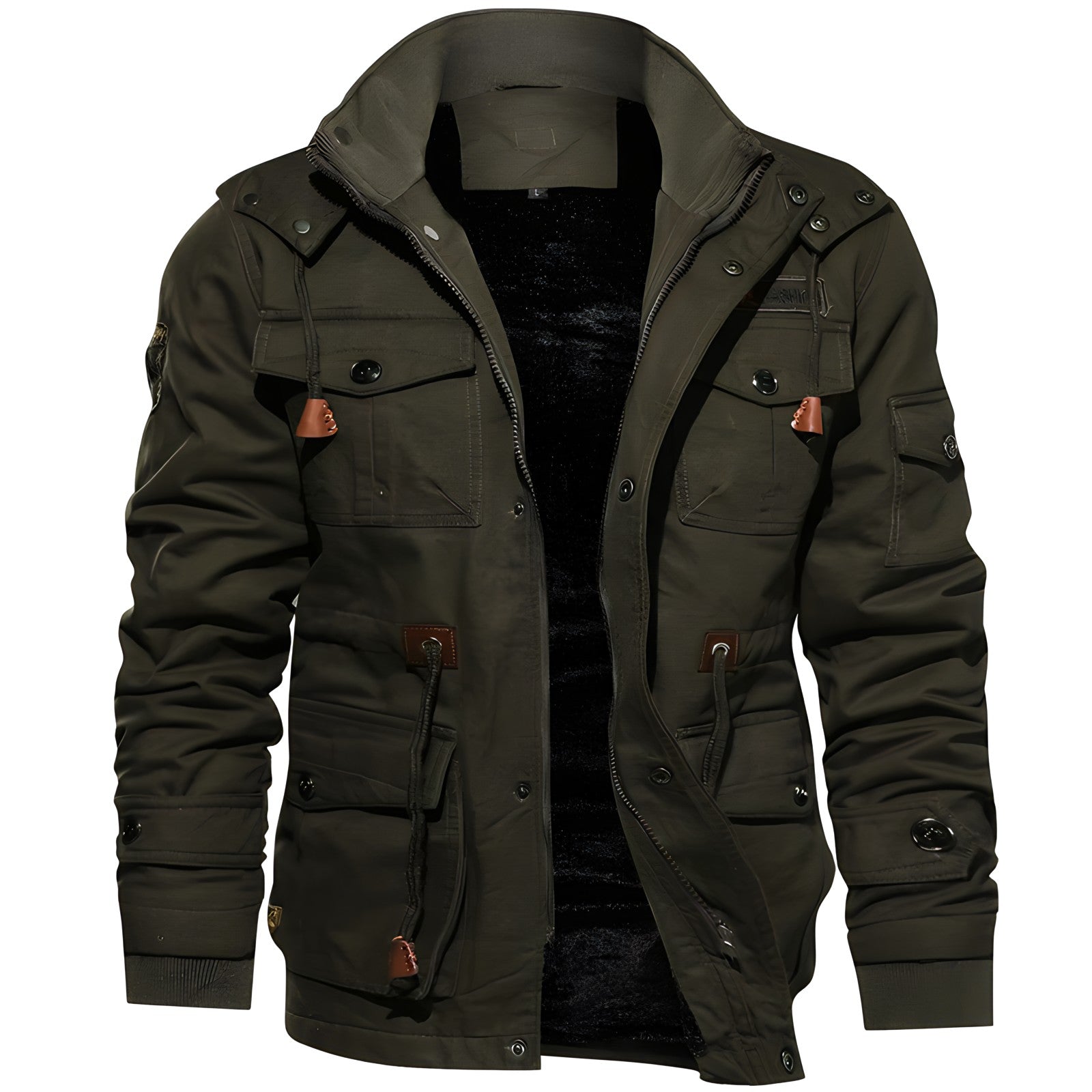 Cargo-jas | Met capuchon | Zakken | Met fleece gevoerde jas | Winterjas voor heren-Boetiek Moda