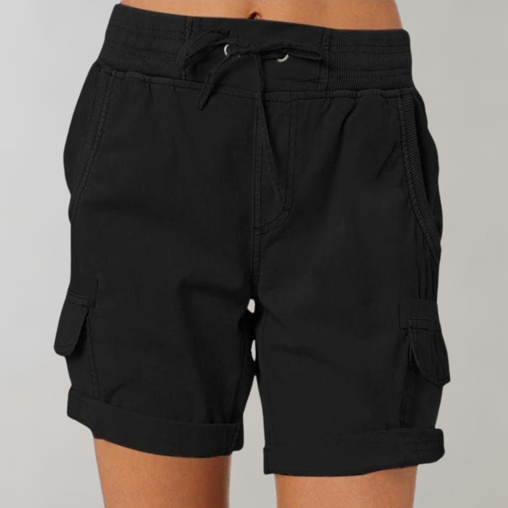Cargo korte broek - Casual damesbroek met koord en hoge taille voor buiten-Boetiek Moda