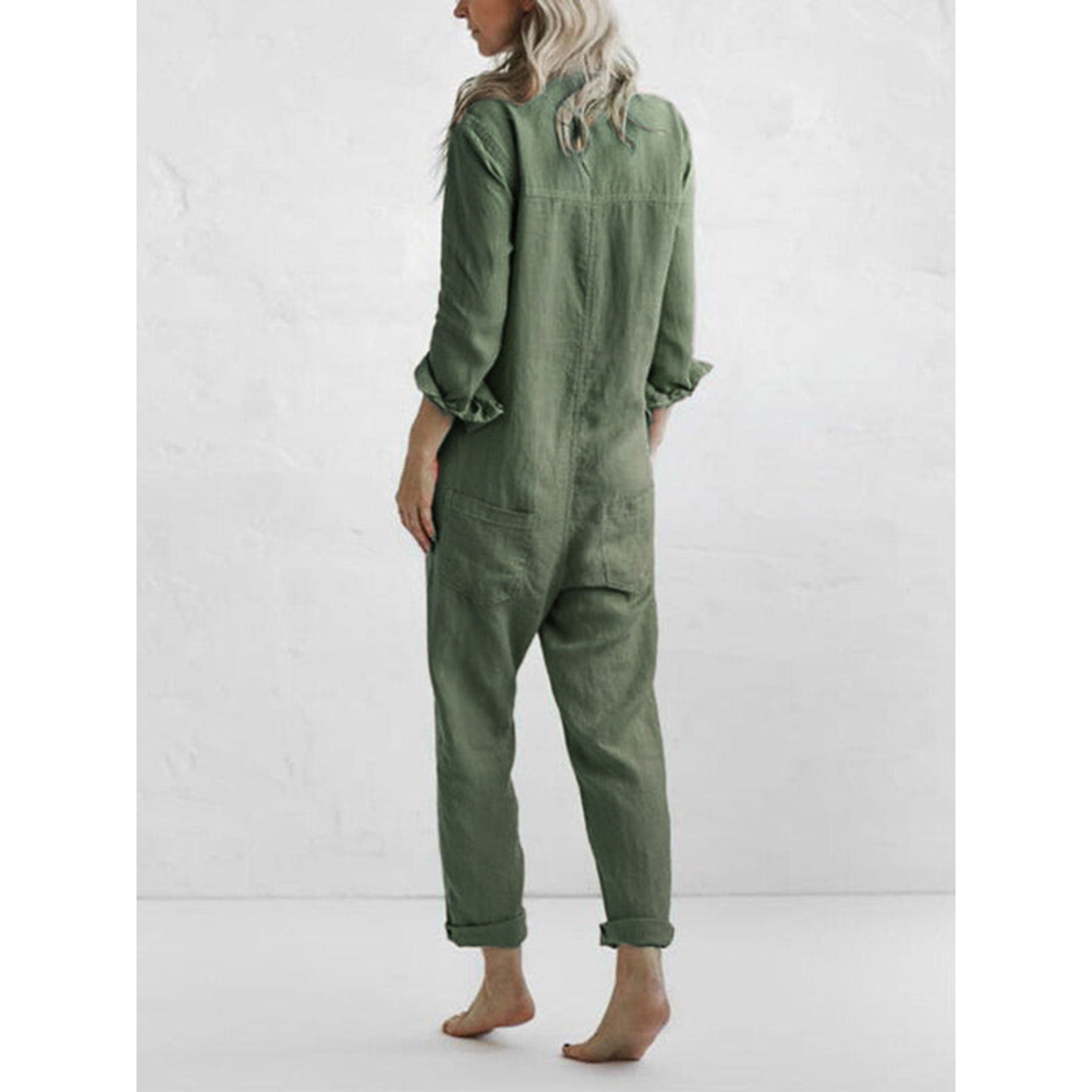 Casual Jumpsuit - Lange Mouw - Button-Up - Boilersuit - Dames Jumpsuit-Boetiek Moda
