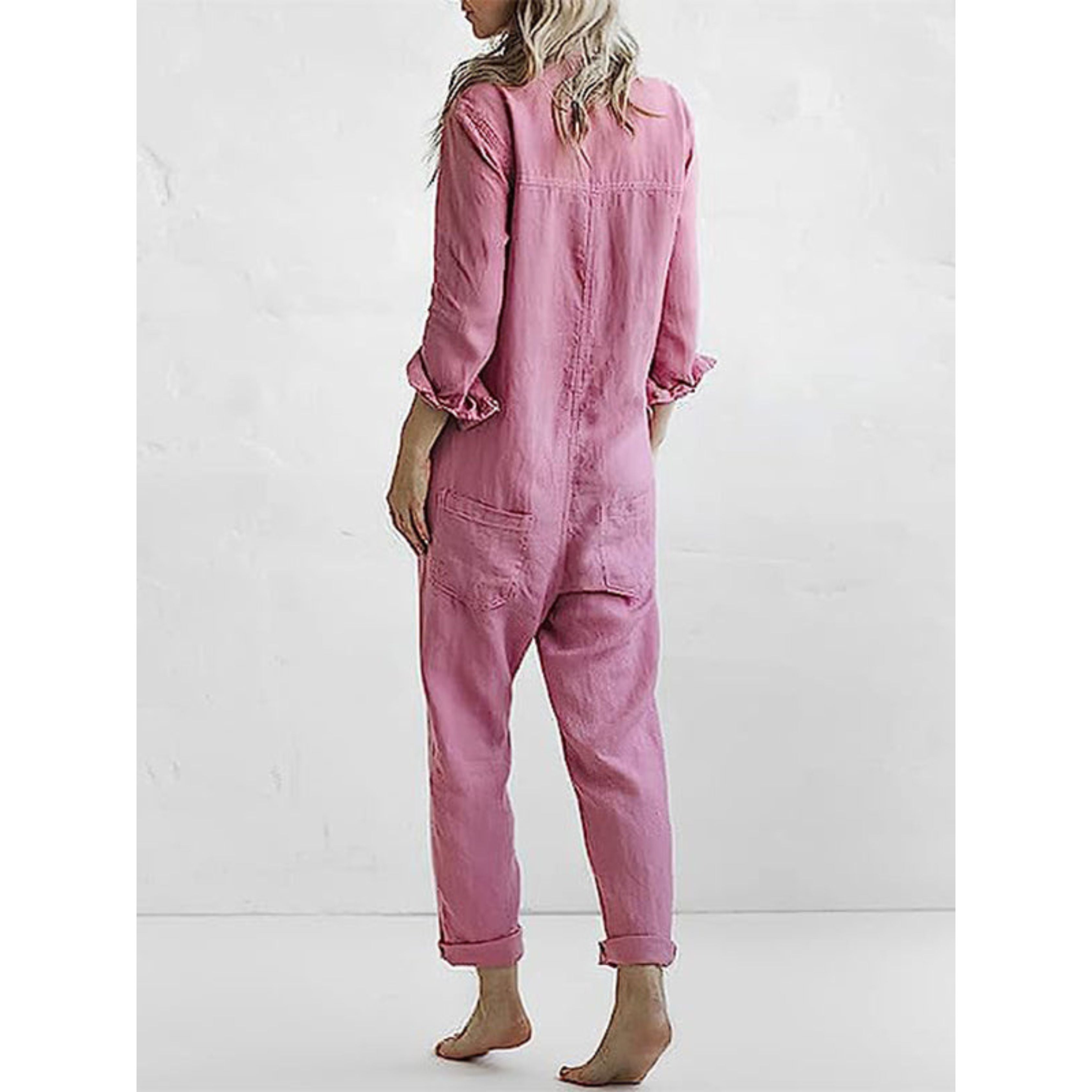 Casual Jumpsuit - Lange Mouw - Button-Up - Boilersuit - Dames Jumpsuit-Boetiek Moda