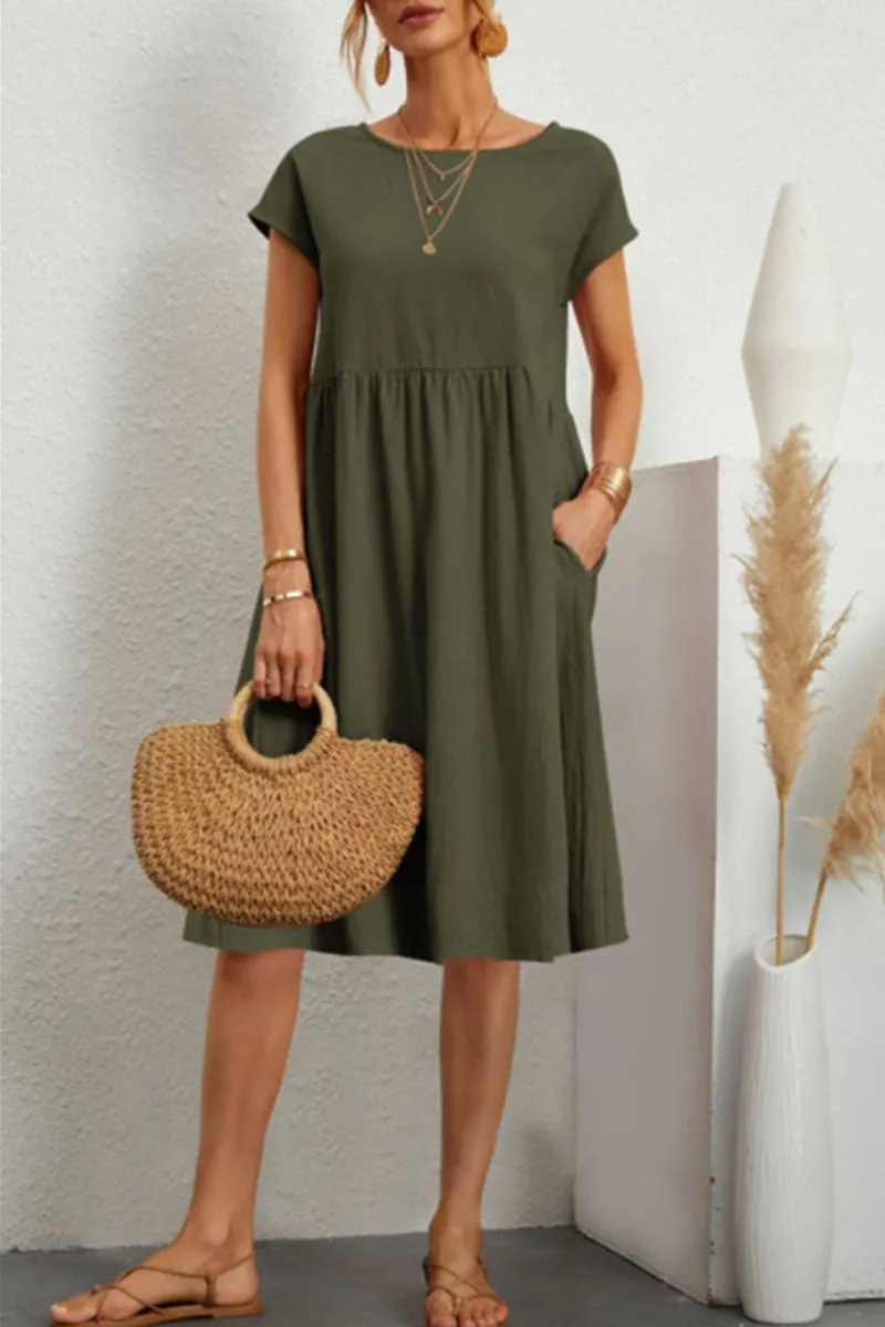Casual Jurk - Knielange, losvallende zomerjurk voor dames-Boetiek Moda