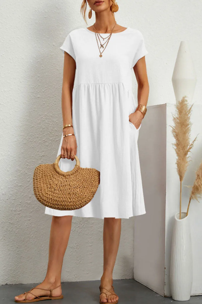 Casual Jurk - Knielange, losvallende zomerjurk voor dames-Boetiek Moda