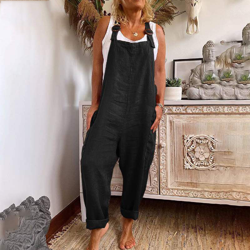 Casual jumpsuit - losse pasvorm - mouwloos - baggy jumpsuit - overall voor dames-Boetiek Moda