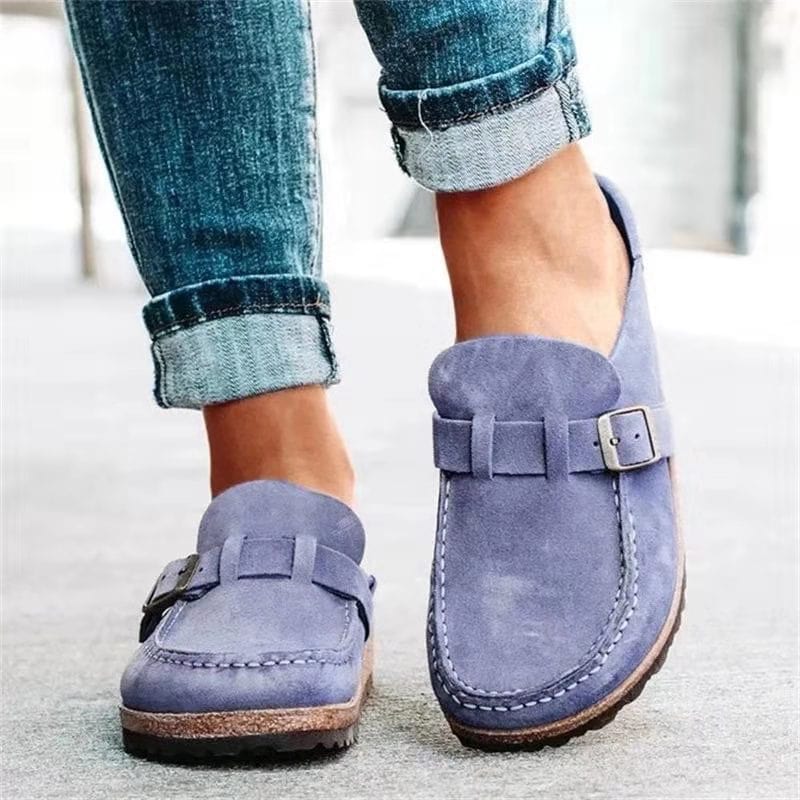 Clogs - Damesschoenen Retro Suède Slip-On Mule-Boetiek Moda