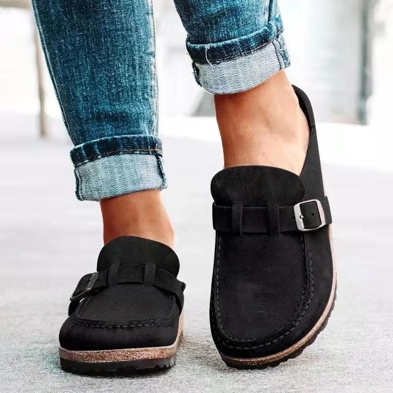 Clogs - Damesschoenen Retro Suède Slip-On Mule-Boetiek Moda