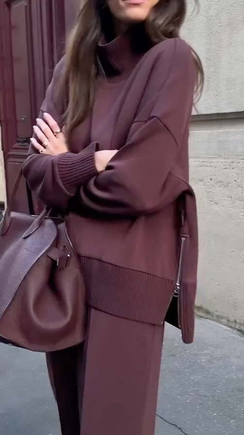 Co-Ord Set - Bourgondië - Oversized trui - Joggingbroek - Loungewear voor dames-Boetiek Moda