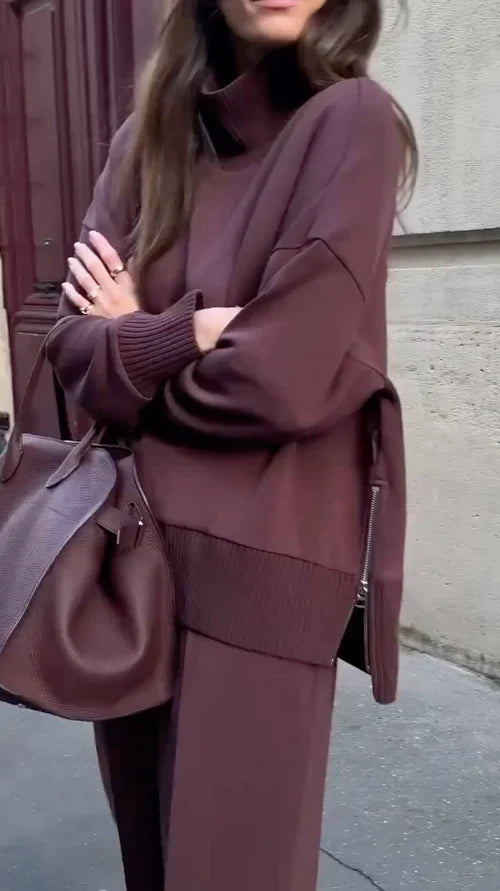 Co-Ord Set - Dames oversized trui en wijde broek Loungewear Set-Boetiek Moda