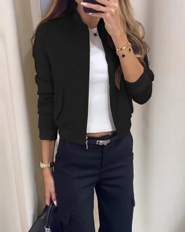Co-Ord Set - Damesjas en Cargo Broek met Rechte Pijpen Tweedelige Set-Boetiek Moda