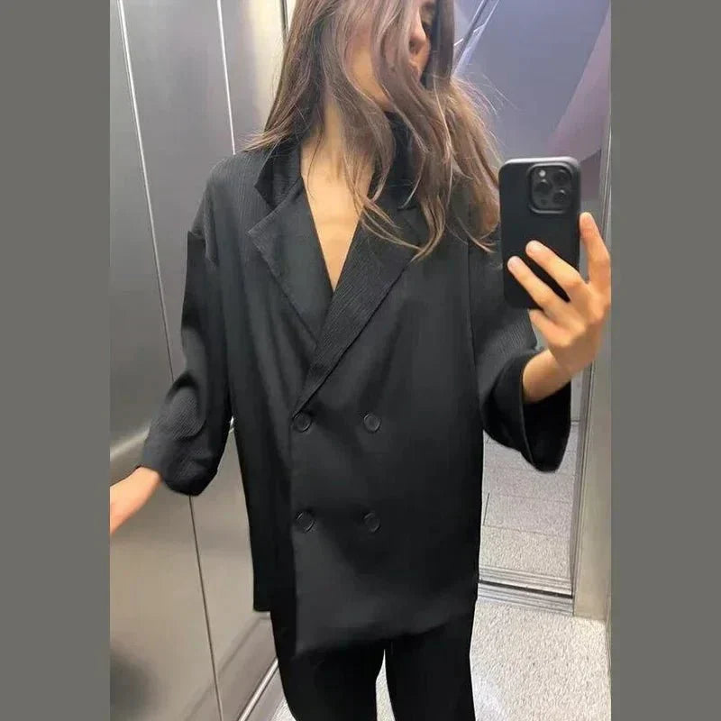 Co-Ord Set | Oversized | Wijde pijpen | Blazer en broek set | Tweedelige set voor dames-Boetiek Moda