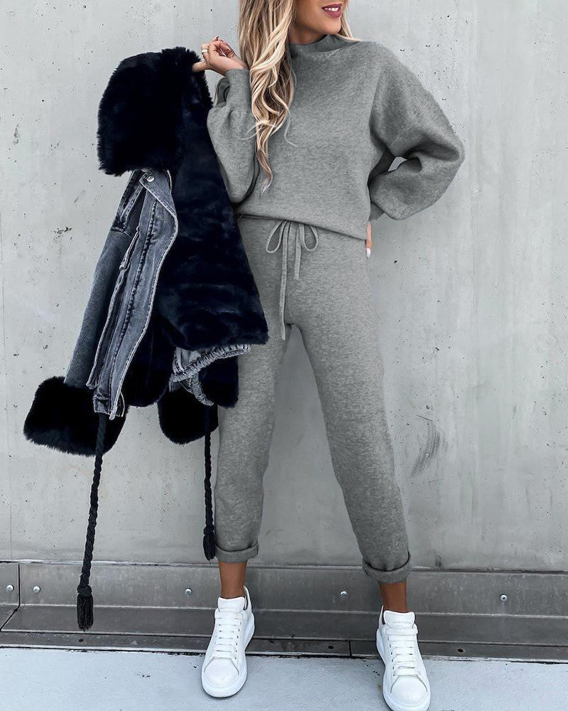 Co-Ord Set - Vrouwensweater en -broek Tweedelige Loungewear Set-Boetiek Moda