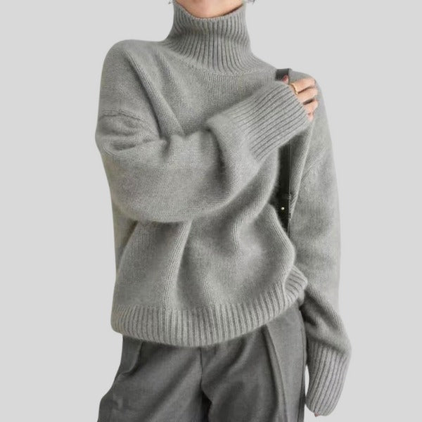 Coltrui - Vrouwen Loose Fit Gebreide Pullover met Hoge Hals-Boetiek Moda