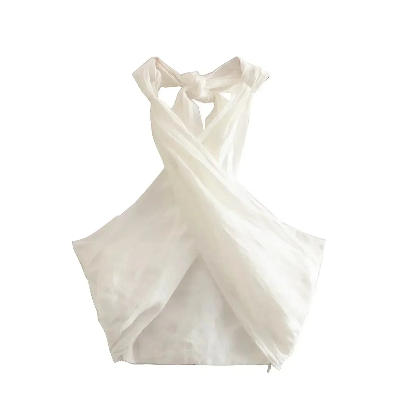 Coord Set - Linnen - Wijde pijpen - Halternek - Tweedelige set - Zomerkleding voor dames-Boetiek Moda