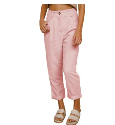 Corduroy Broek - Hoge taille - Losse pasvorm - Baggy broek - Damesbroek-Boetiek Moda