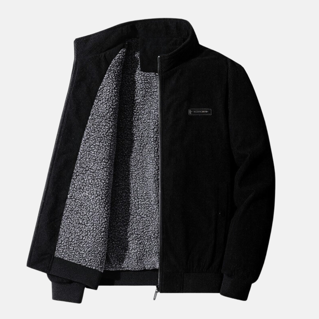 Corduroy Jas - Warme, met sherpa gevoerde winterjas met rits voor heren-Boetiek Moda