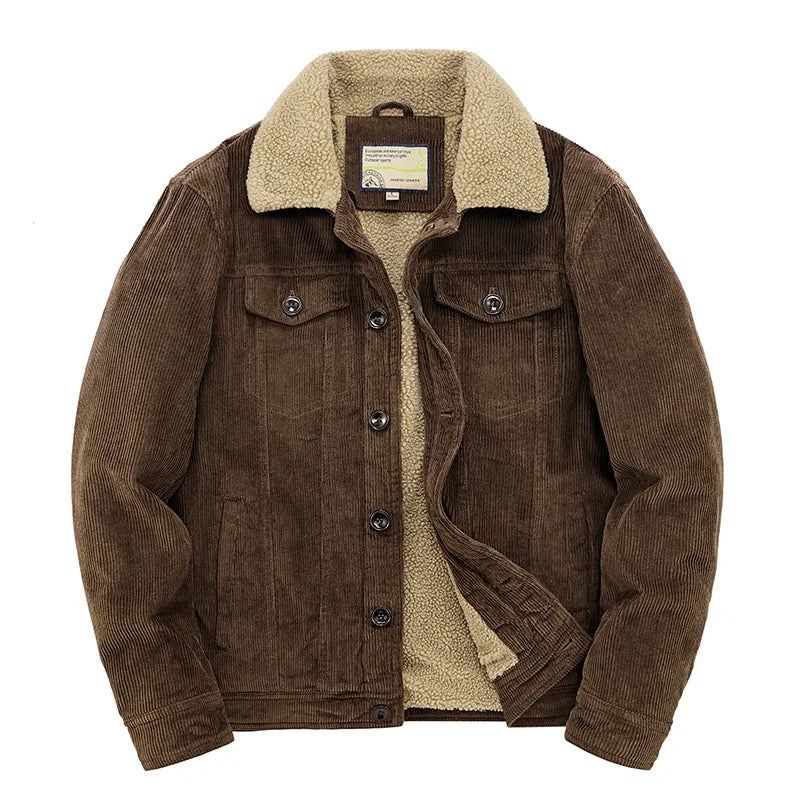 Corduroy Jas - Winterjas voor heren met sherpa fleece voering-Boetiek Moda