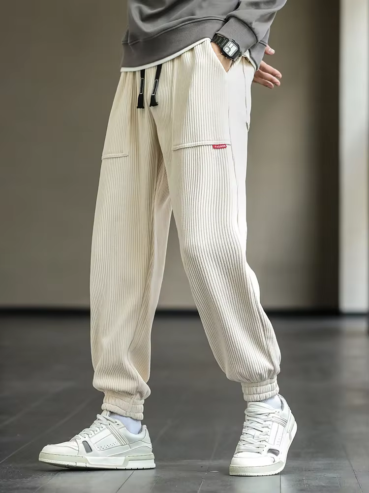 Corduroy broek - Baggy - Los model - Corduroy Joggers - Heren Joggers-Boetiek Moda