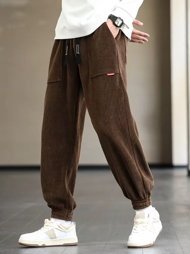 Corduroy broek - Baggy - Los model - Corduroy Joggers - Heren Joggers-Boetiek Moda