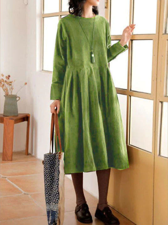 Corduroy jurk - Oversized midi-jurk met lange mouwen voor dames voor de herfst-Boetiek Moda
