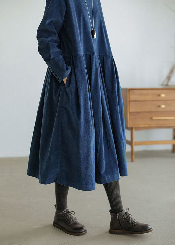 Corduroy jurk - Oversized midi-jurk met lange mouwen voor dames voor de herfst-Boetiek Moda