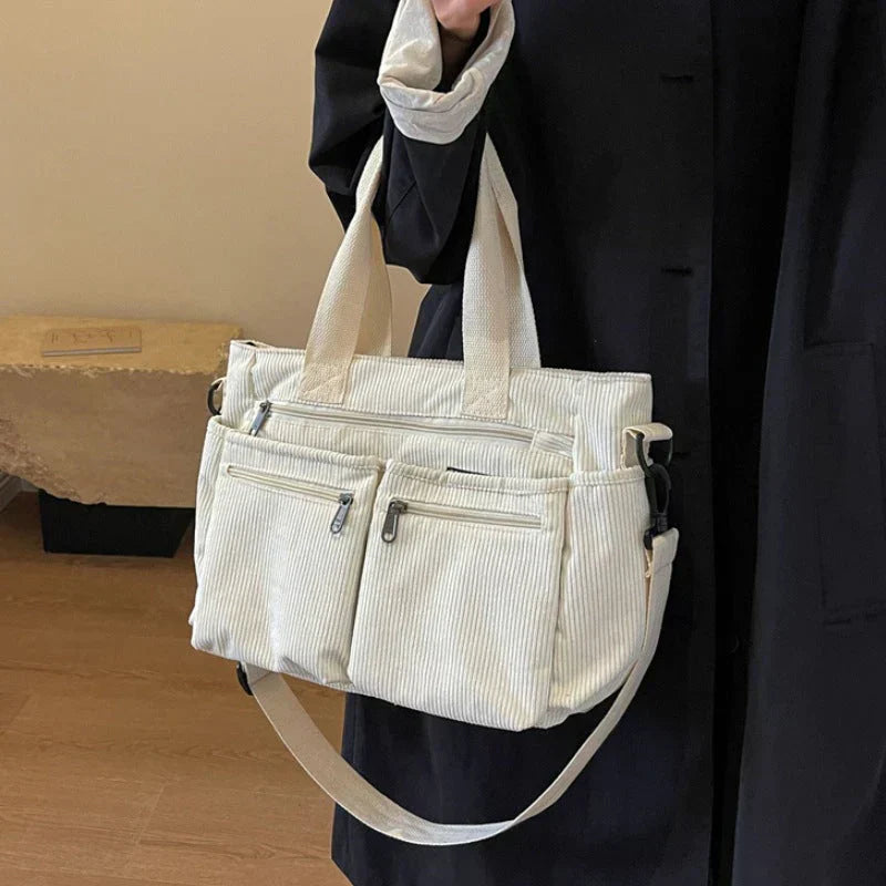 Corduroy tas - Dames schoudertas met meerdere vakken-Boetiek Moda