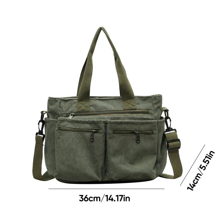 Corduroy tas - Dames schoudertas met meerdere vakken-Boetiek Moda