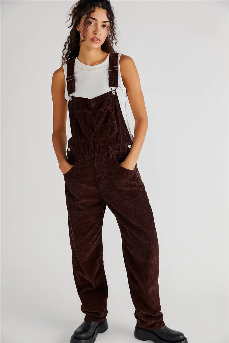 Corduroy tuinbroek | Mouwloos | Jumpsuit | Koord Overalls | Dameskleding-Boetiek Moda
