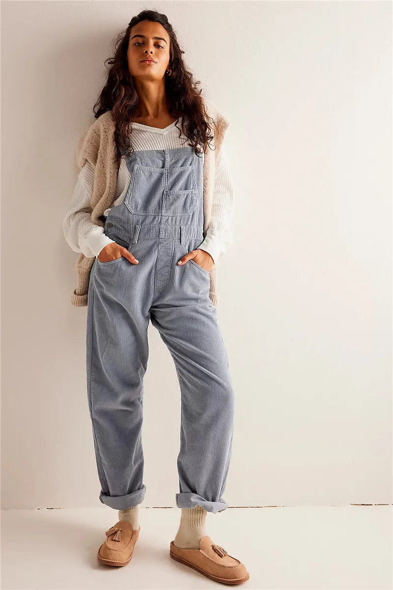 Corduroy tuinbroek | Mouwloos | Jumpsuit | Koord Overalls | Dameskleding-Boetiek Moda
