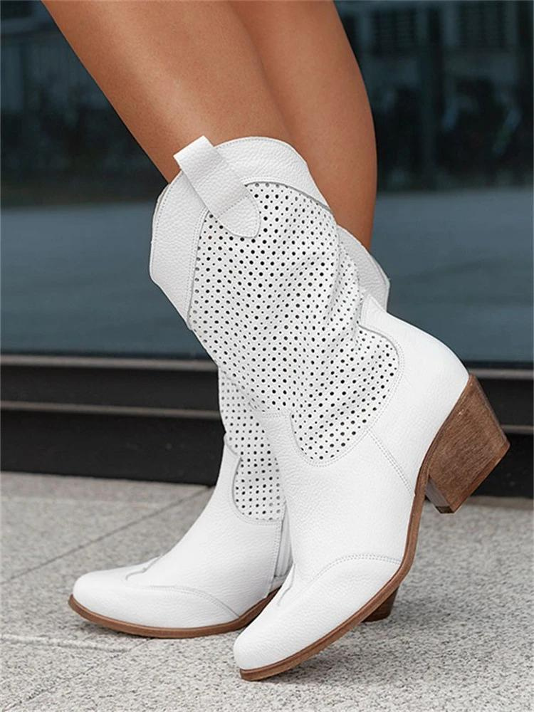 Cowboylaarzen | Halflang | Blokhak | Cowgirl-laarzen | Dameslaarzen-Boetiek Moda