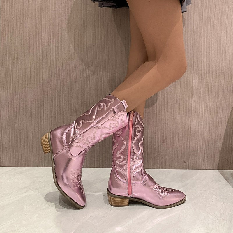 Cowboylaarzen - Metallic - Halfhoge hak - Westernlaarzen - Cowgirllaarzen-Boetiek Moda