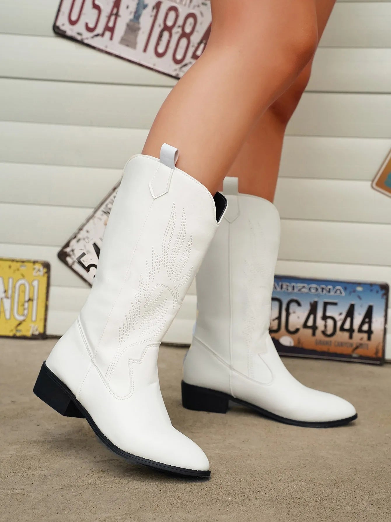 Cowgirl Laarzen - Vrouwen Metallic Western Cowboylaarzen met lage hak-Boetiek Moda