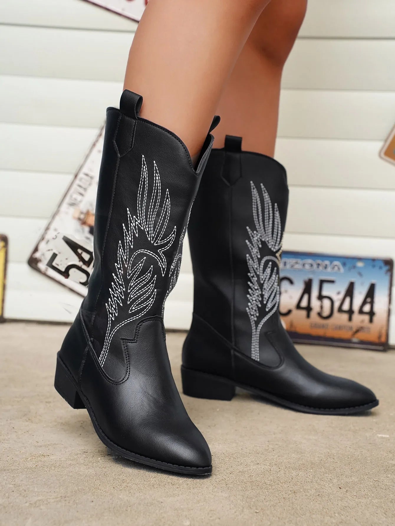 Cowgirl Laarzen - Vrouwen Metallic Western Cowboylaarzen met lage hak-Boetiek Moda