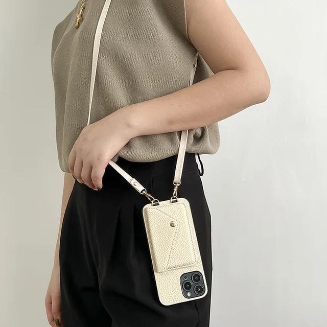 Crossbody telefoonhoesje | Verstelbare riem | Kunstleer | Kaarthouder telefoonhoesje | Telefoonhoesje voor dames-Boetiek Moda