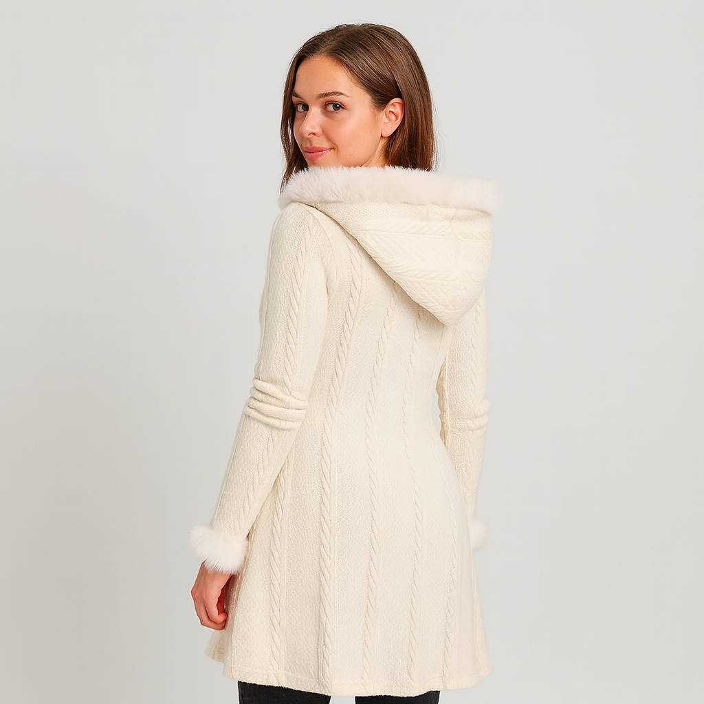 Dames gebreid jasje - Met capuchon - Uitlopende zoom - Vestjas - Dames jasje-Boetiek Moda