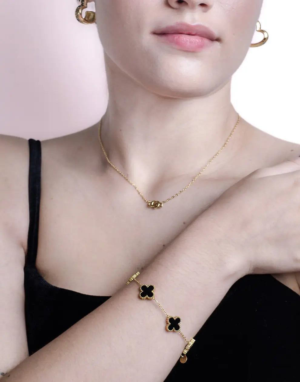 Damesarmband | Verstelbaar | Zilver | Gouden armband | Klaverarmband-Boetiek Moda