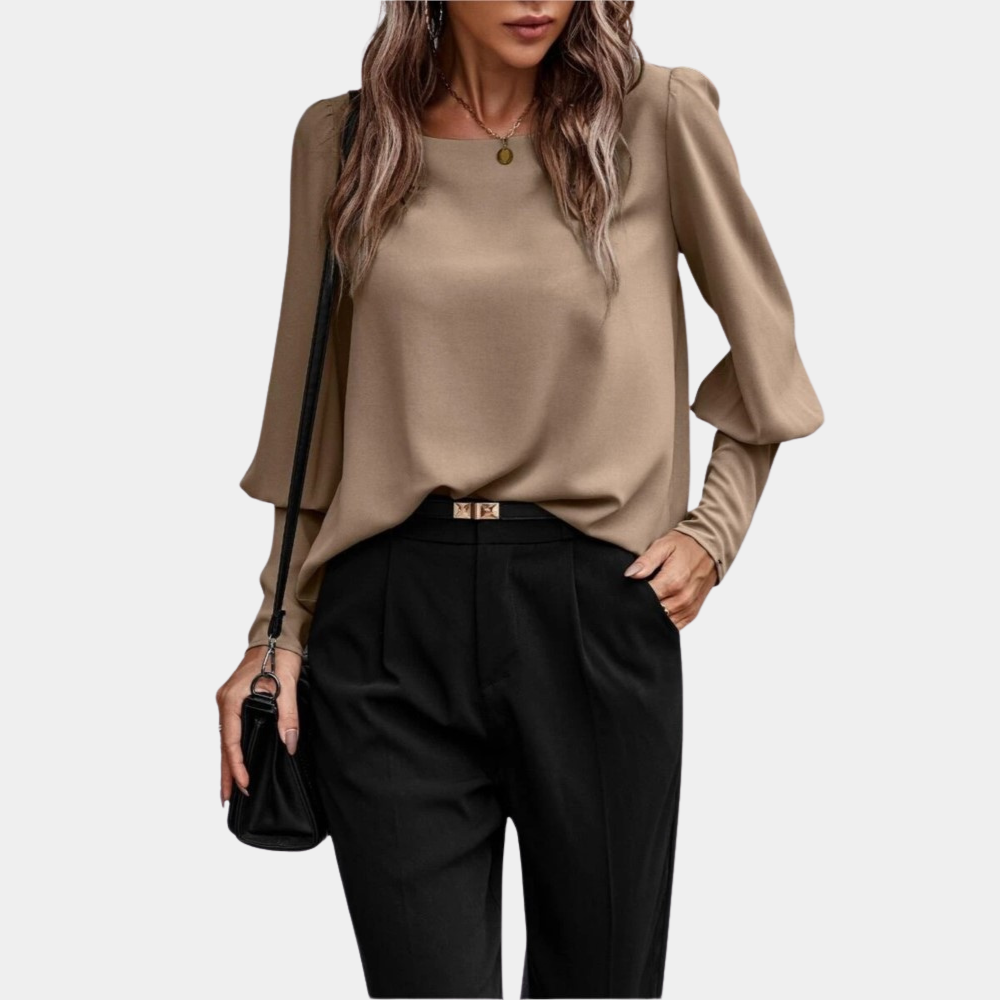 Damesblouse - Lange pofmouwen - Losse pasvorm - Blouse met lange mouwen - Dameskleding-Boetiek Moda