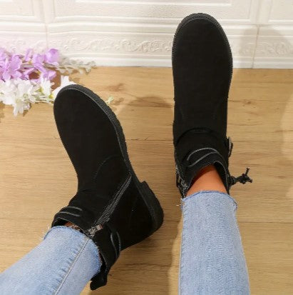 Dameslaarzen | Ritssluiting | Comfortabel | Suède Laarzen | Enkellaarzen-Boetiek Moda