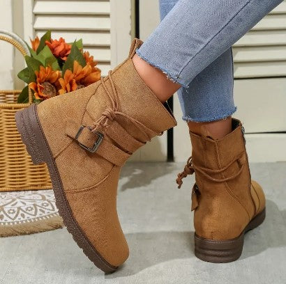 Dameslaarzen | Ritssluiting | Comfortabel | Suède Laarzen | Enkellaarzen-Boetiek Moda