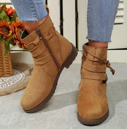 Dameslaarzen | Ritssluiting | Comfortabel | Suède Laarzen | Enkellaarzen-Boetiek Moda