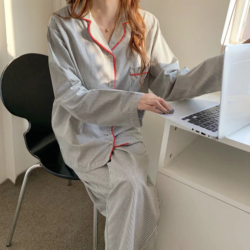 Damespyjama | Gestreepte | Lange mouwen | Pyjamaset | Damespyjama-Boetiek Moda