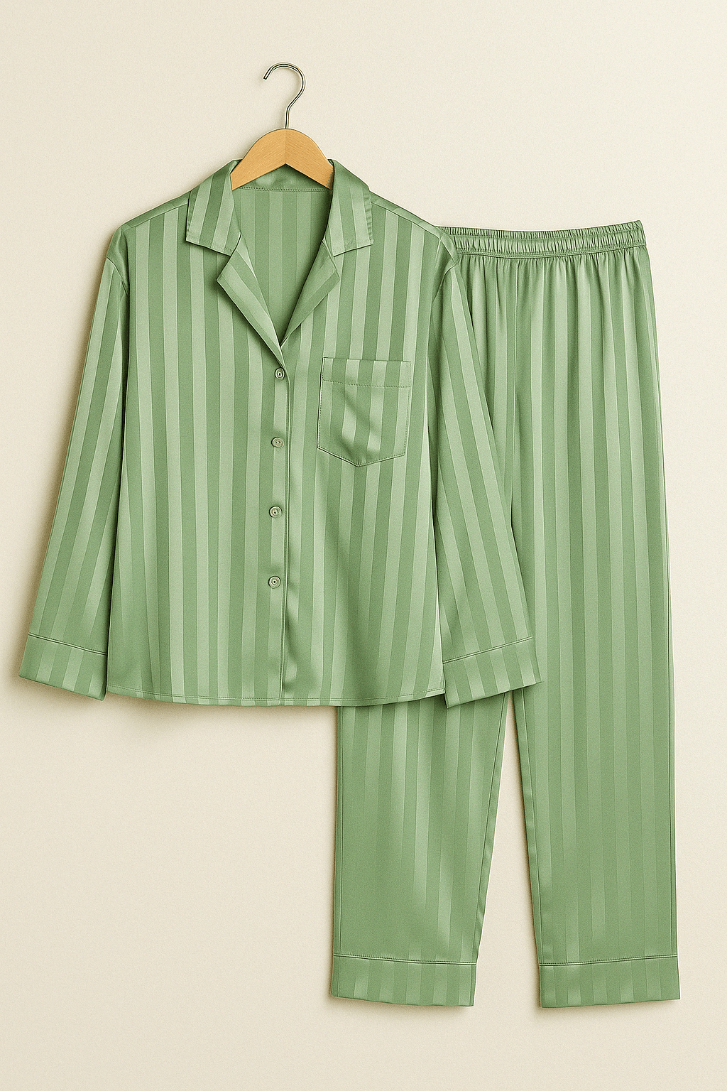 Damespyjama - Gestreepte - Lange mouwen - Satijnen pyjama - Pyjamaset-Boetiek Moda