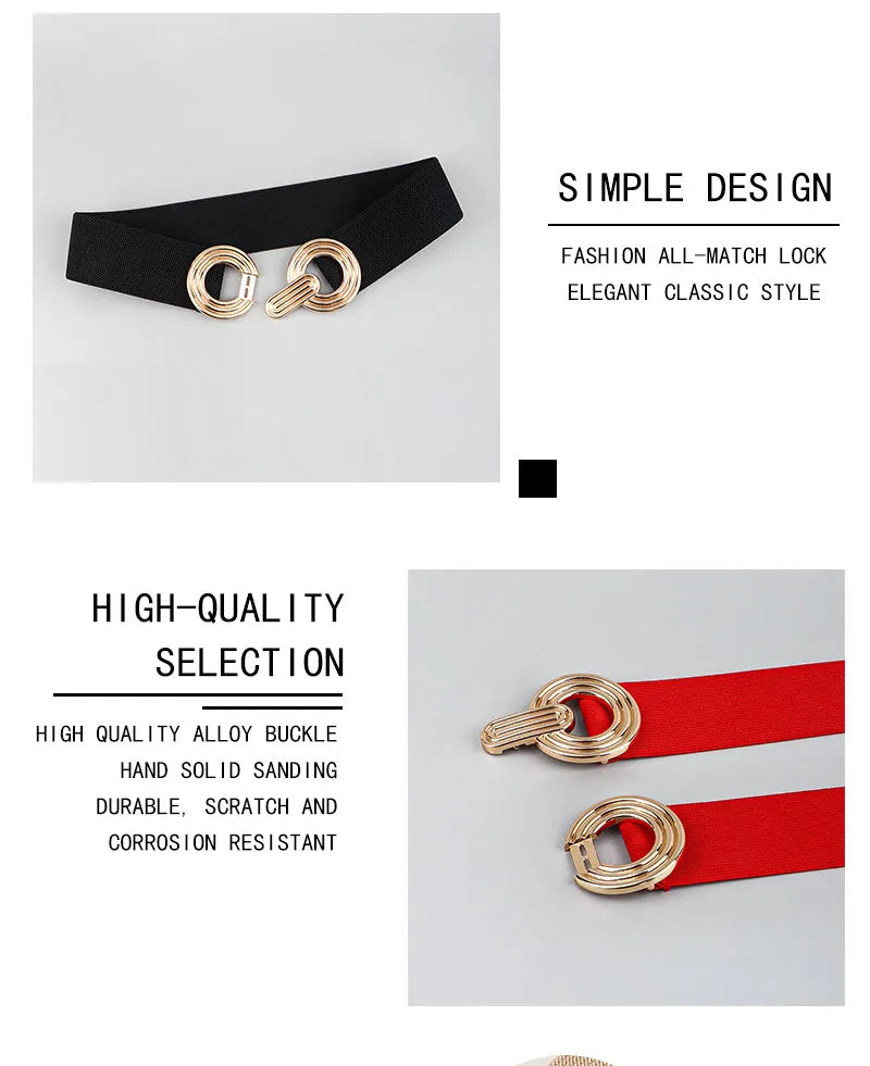 Damesriem - Stretch - Gouden gesp - Elastische riem - Tailleband-Boetiek Moda