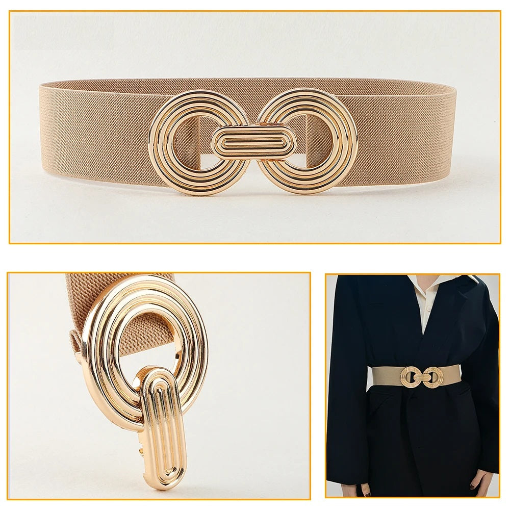 Damesriem - Stretch - Gouden gesp - Elastische riem - Tailleband-Boetiek Moda