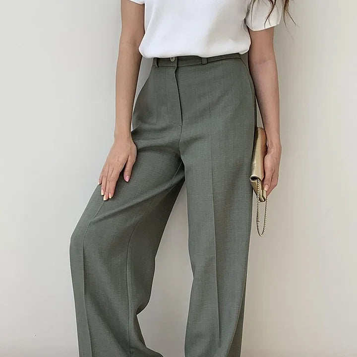 Damesset | Hoge taille | Wijde pijpen | Tweedelige set | Blazer en pantalonset-Boetiek Moda